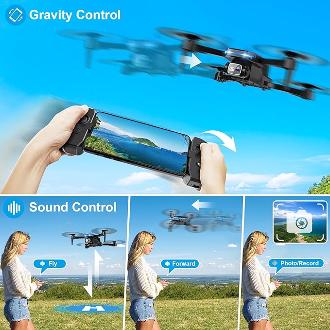 1080P HD Camera Foldable Remote Control Quadcopter (Supports Voice Control & Gesture Control / 3D Flips / One-Key Take-off & Landing / Emergency Hover Function)