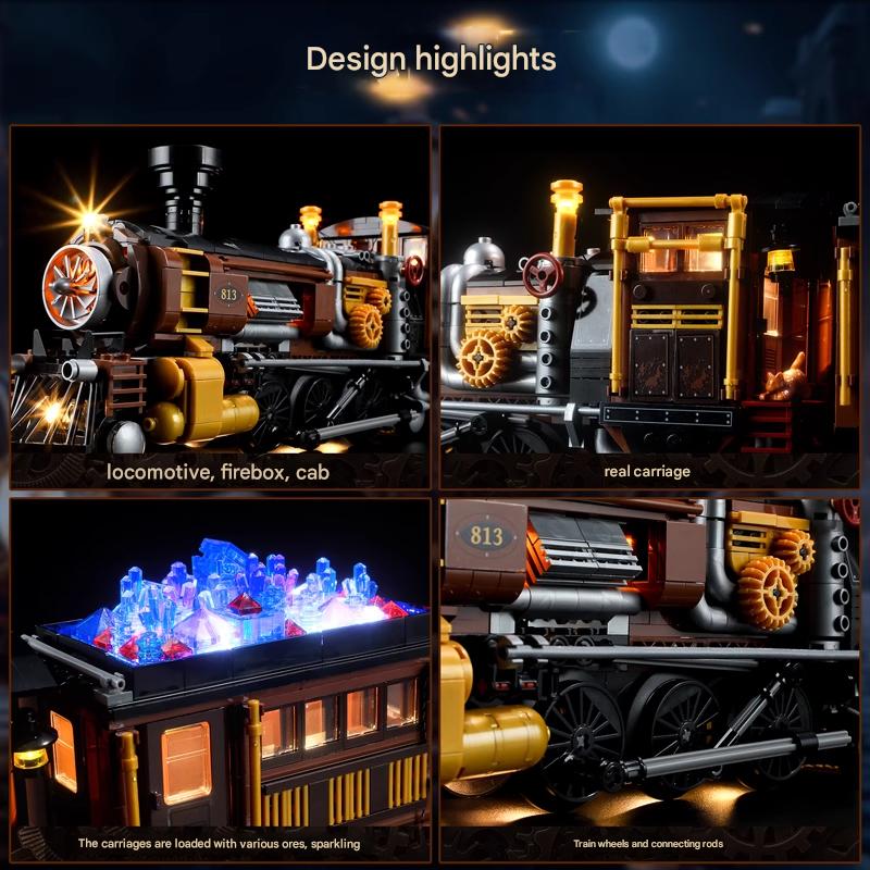 Steampunk Building Block Train Loaded with Ore