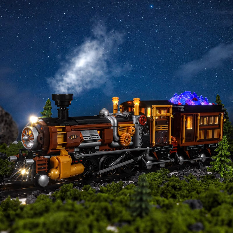 Steampunk Building Block Train Loaded with Ore