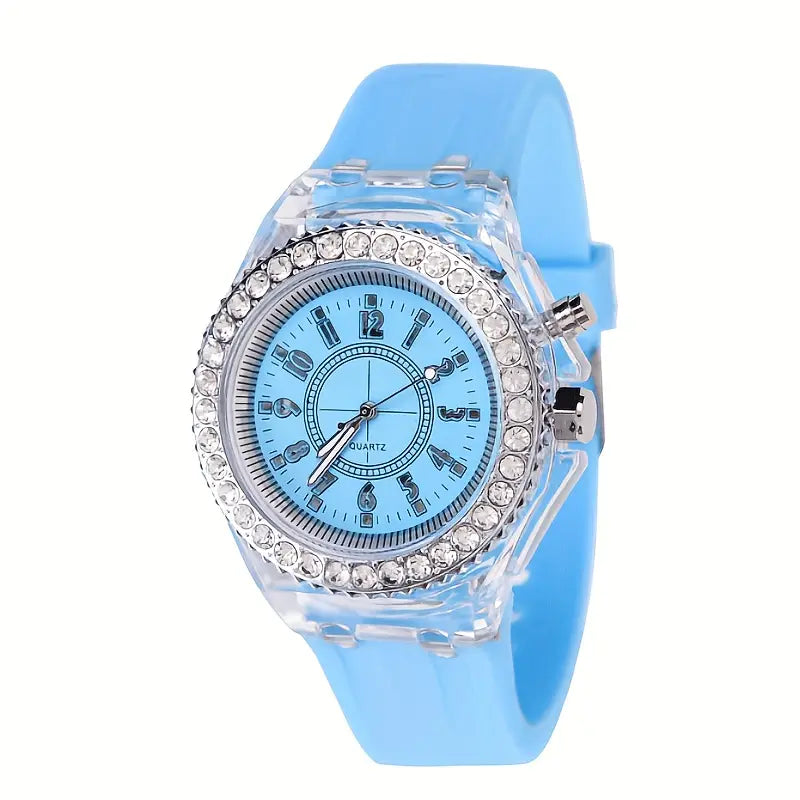 Glow Rhinestones, Trendy His & Hers Student Quartz Watches