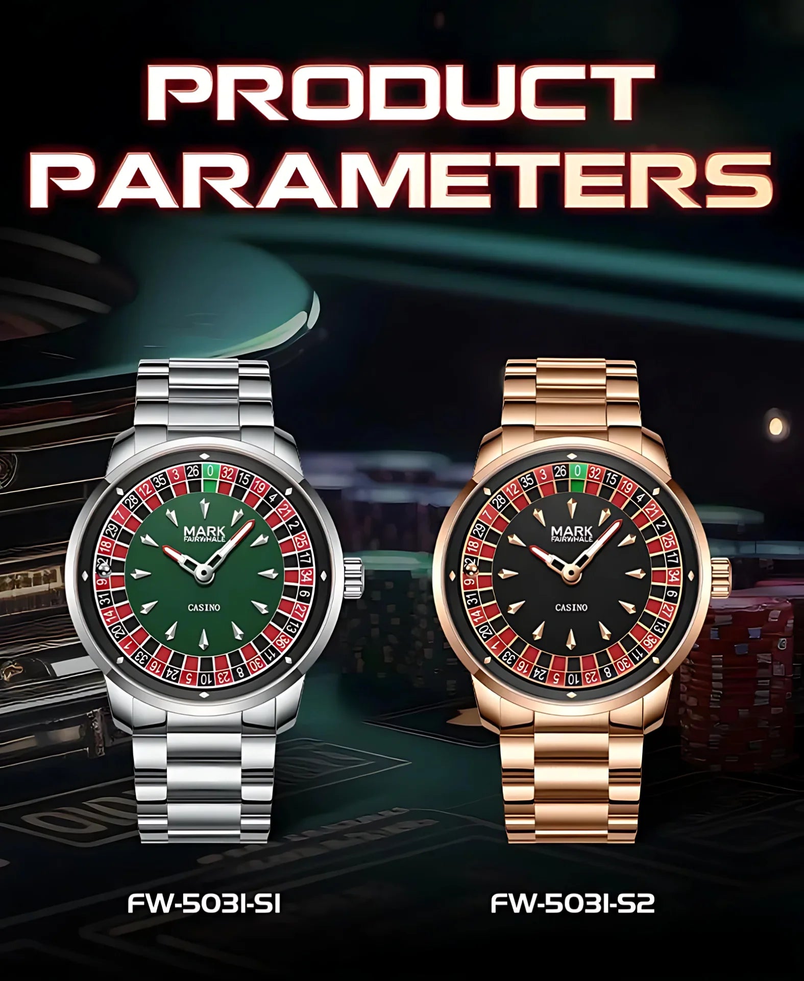 Rotating Casino Dial Quartz Luminous Men's Wristwatch