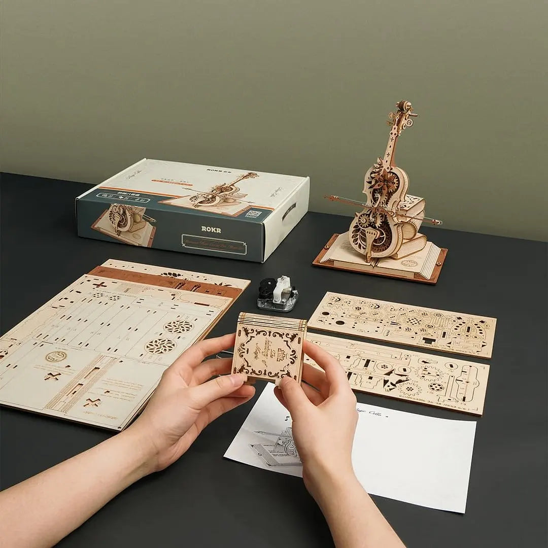DIY Wooden Assembly "Secret Realm" Cello Music Box