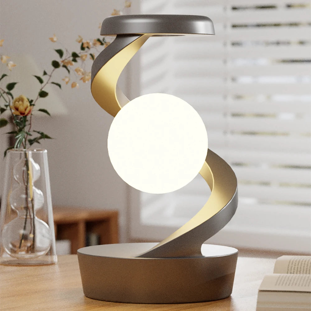 "Bedroom Luxury Floating Rotating Sensor-Activated Night Light with Wireless Phone Charging"