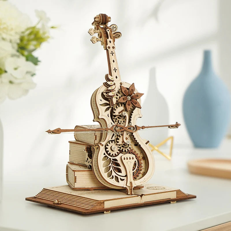 DIY Wooden Assembly "Secret Realm" Cello Music Box