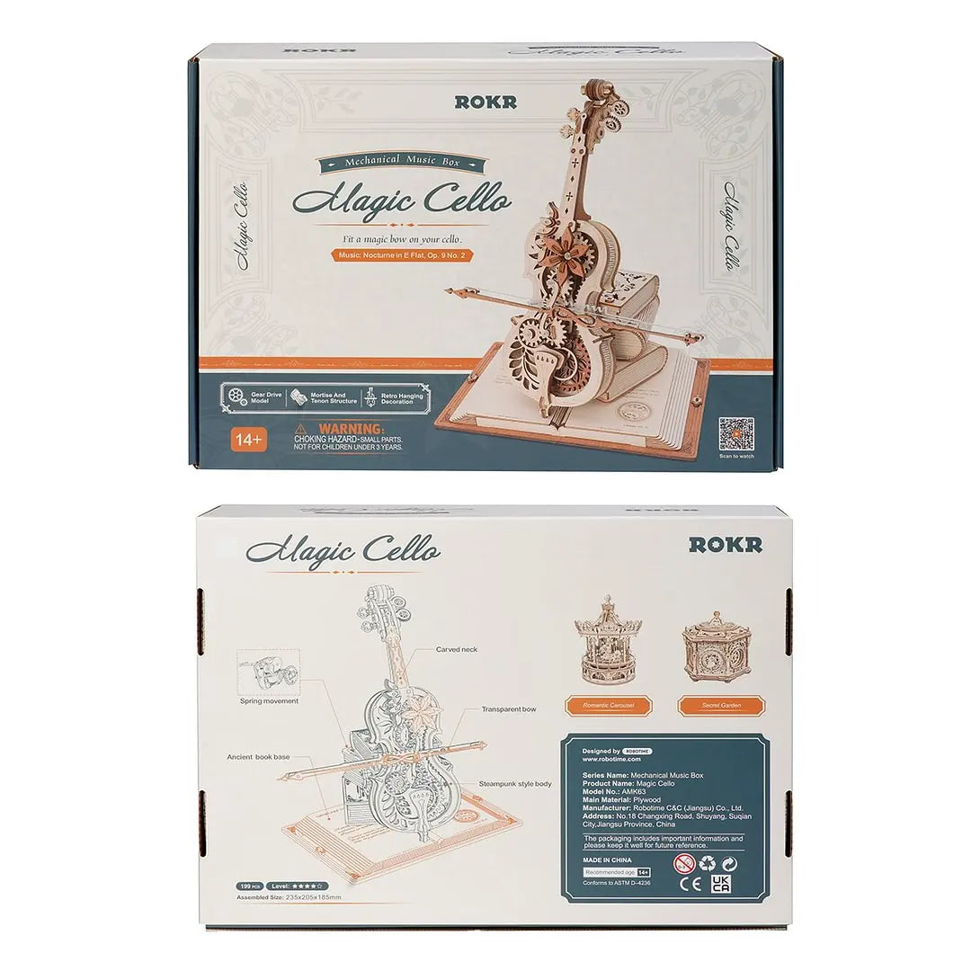 DIY Wooden Assembly "Secret Realm" Cello Music Box