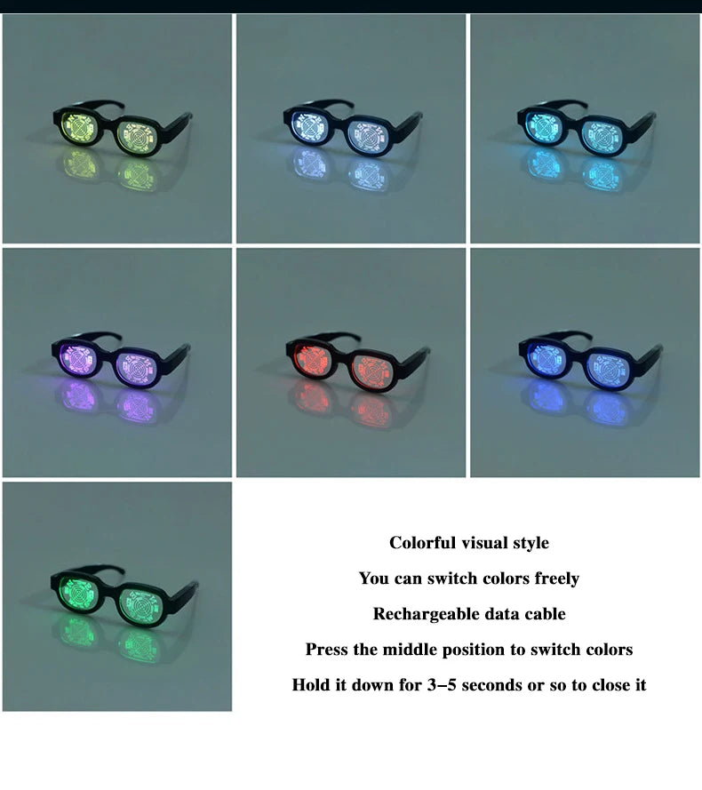 Role-playing Props, Funny and Novel Light-up Cosplay Party LED Glasses