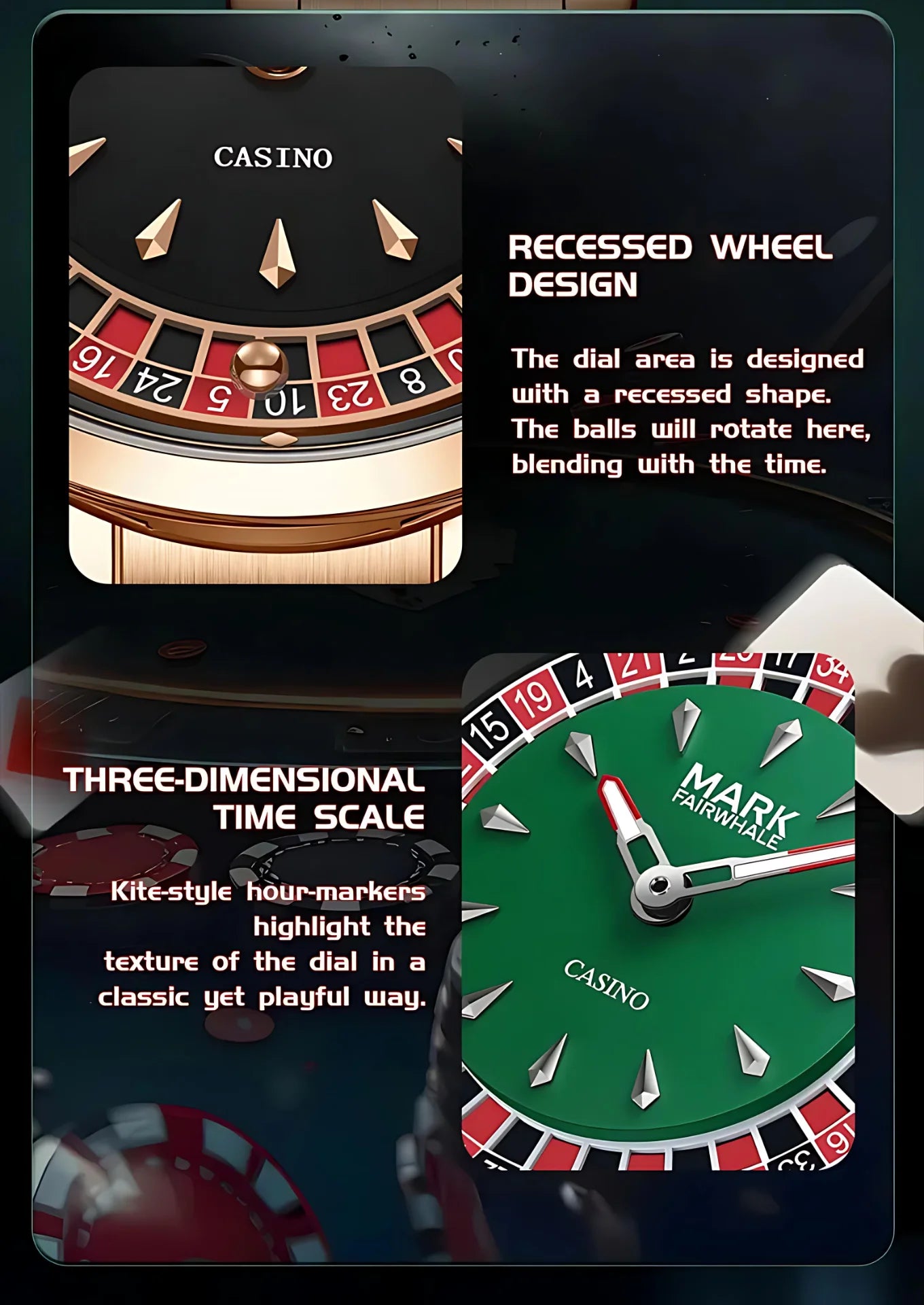 Rotating Casino Dial Quartz Luminous Men's Wristwatch