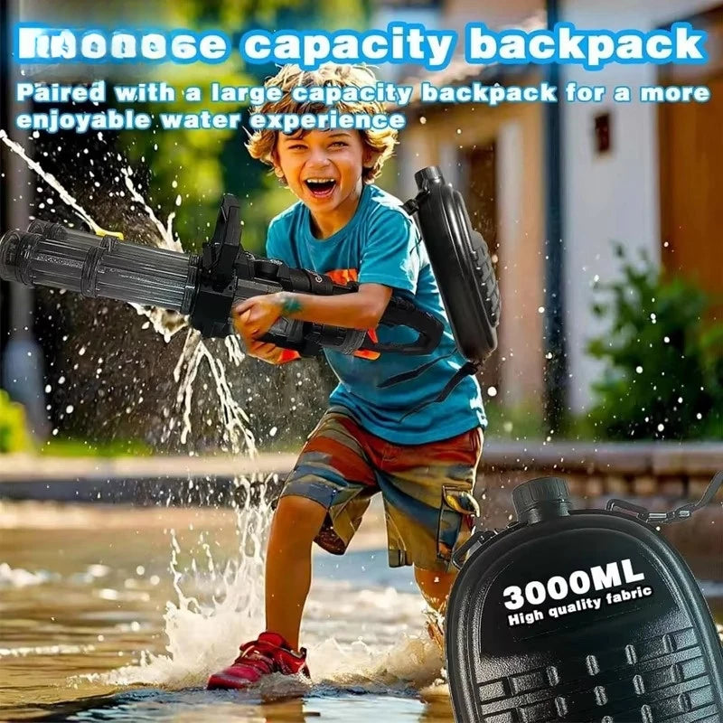 "New Model Ice-Flame Twin-Barrel Gatling Spark Electric High-Pressure Long-Range Water Gun Toy"