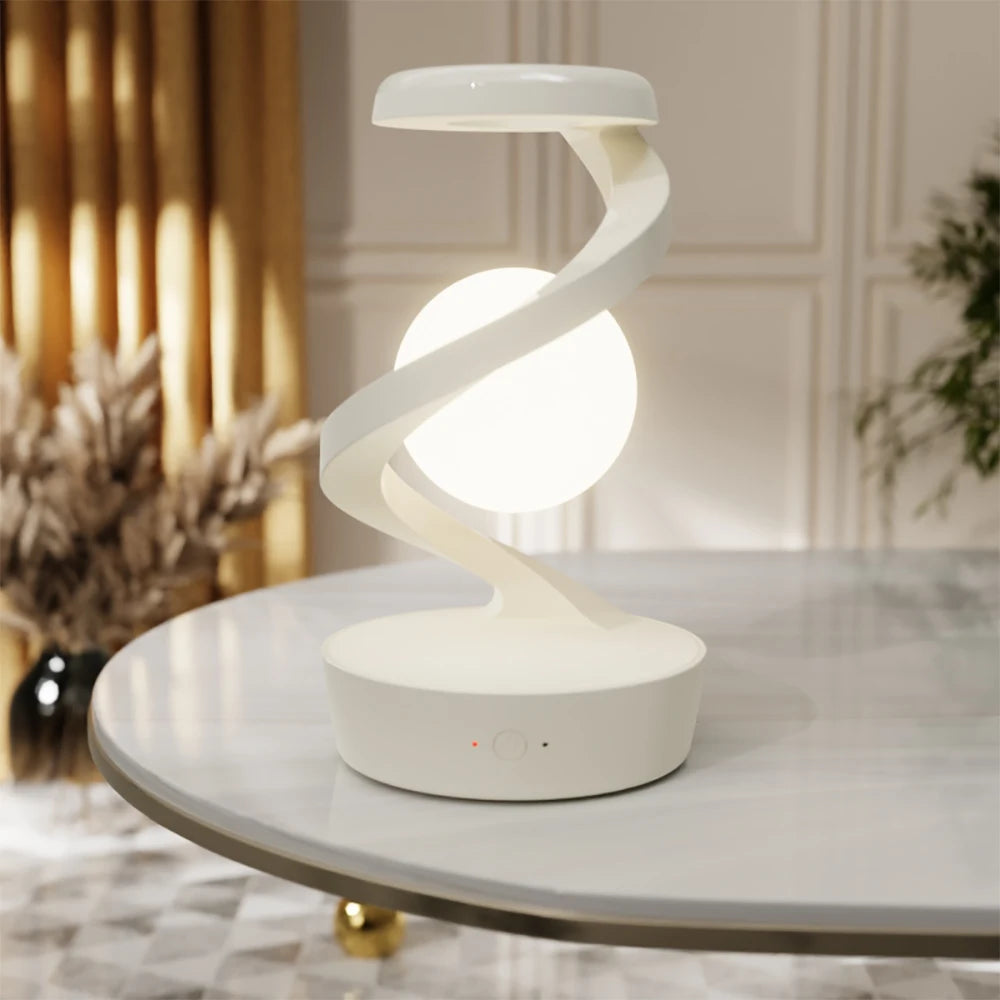 "Bedroom Luxury Floating Rotating Sensor-Activated Night Light with Wireless Phone Charging"