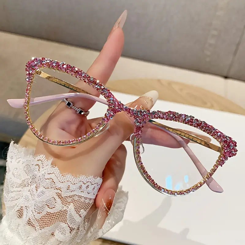 Women's Y2K Rhinestone-Embellished Cat-Eye Full