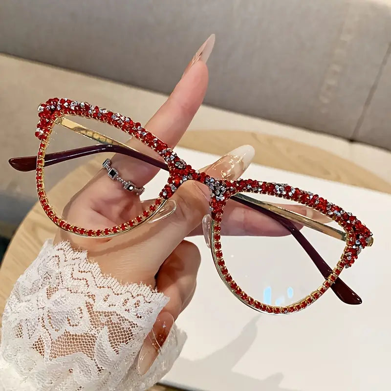 Women's Y2K Rhinestone-Embellished Cat-Eye Full